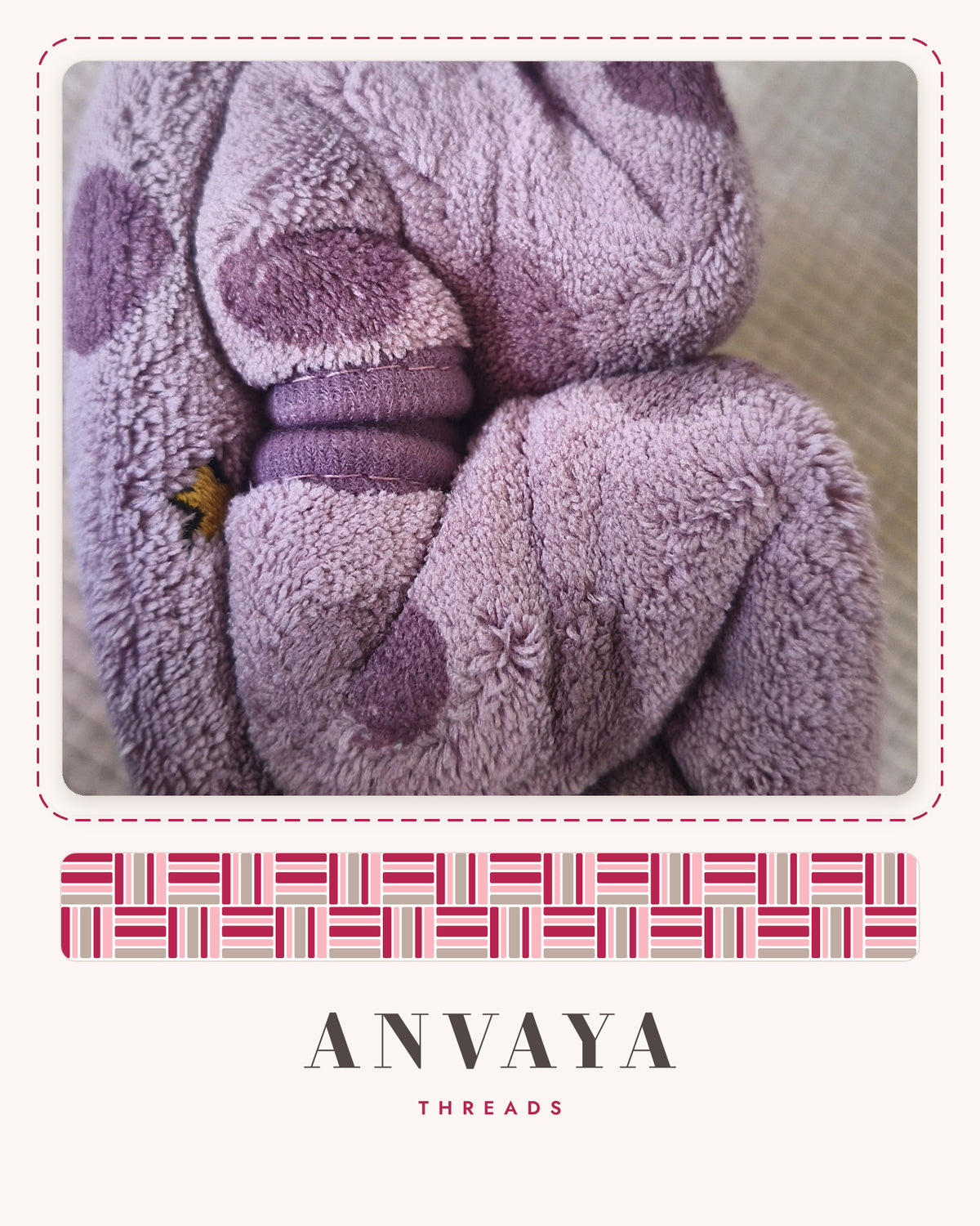 Close-up of the soft, plush lilac towel fabric