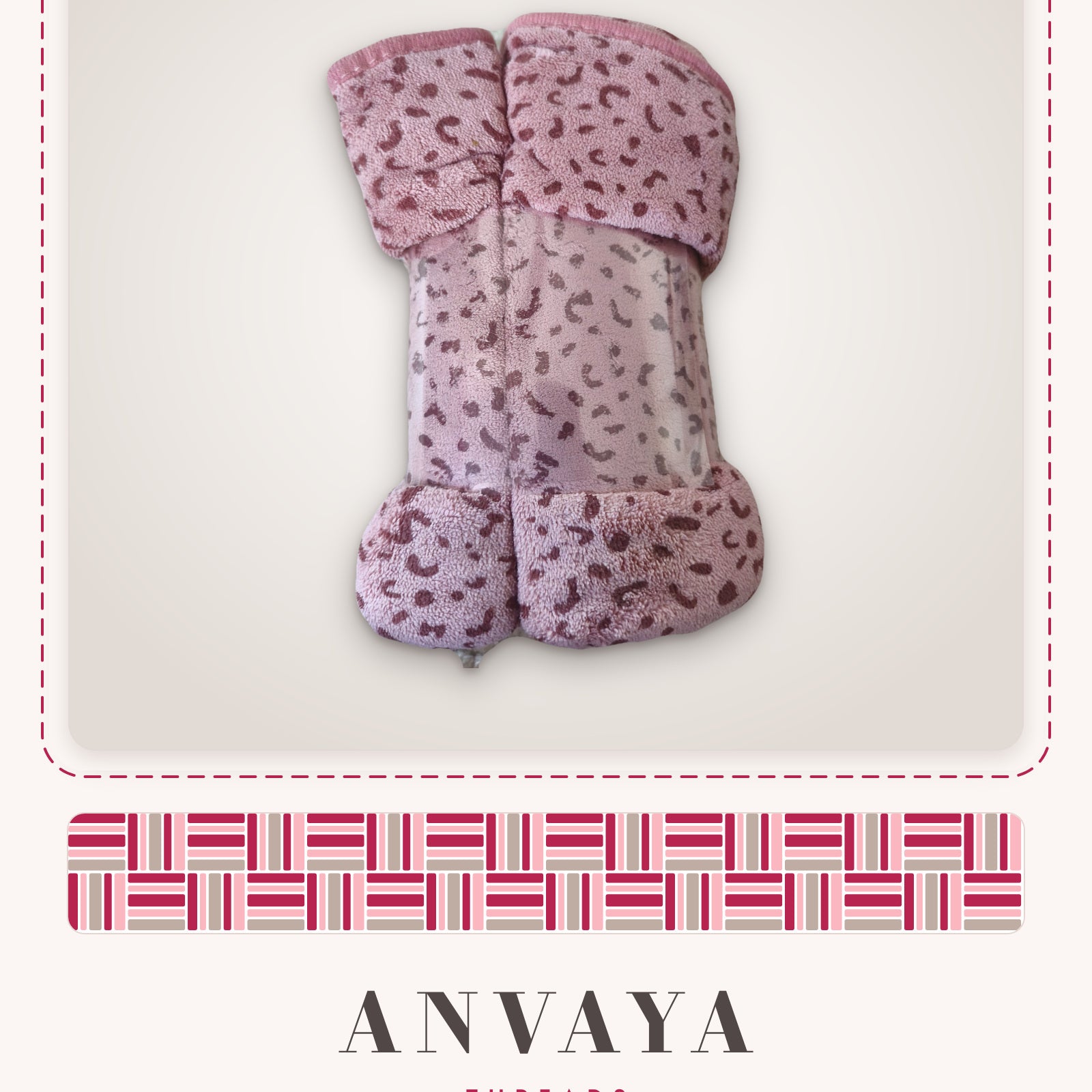 Rose Pink Leopard Unicorn kids' hand towel folded, showing the leopard spots