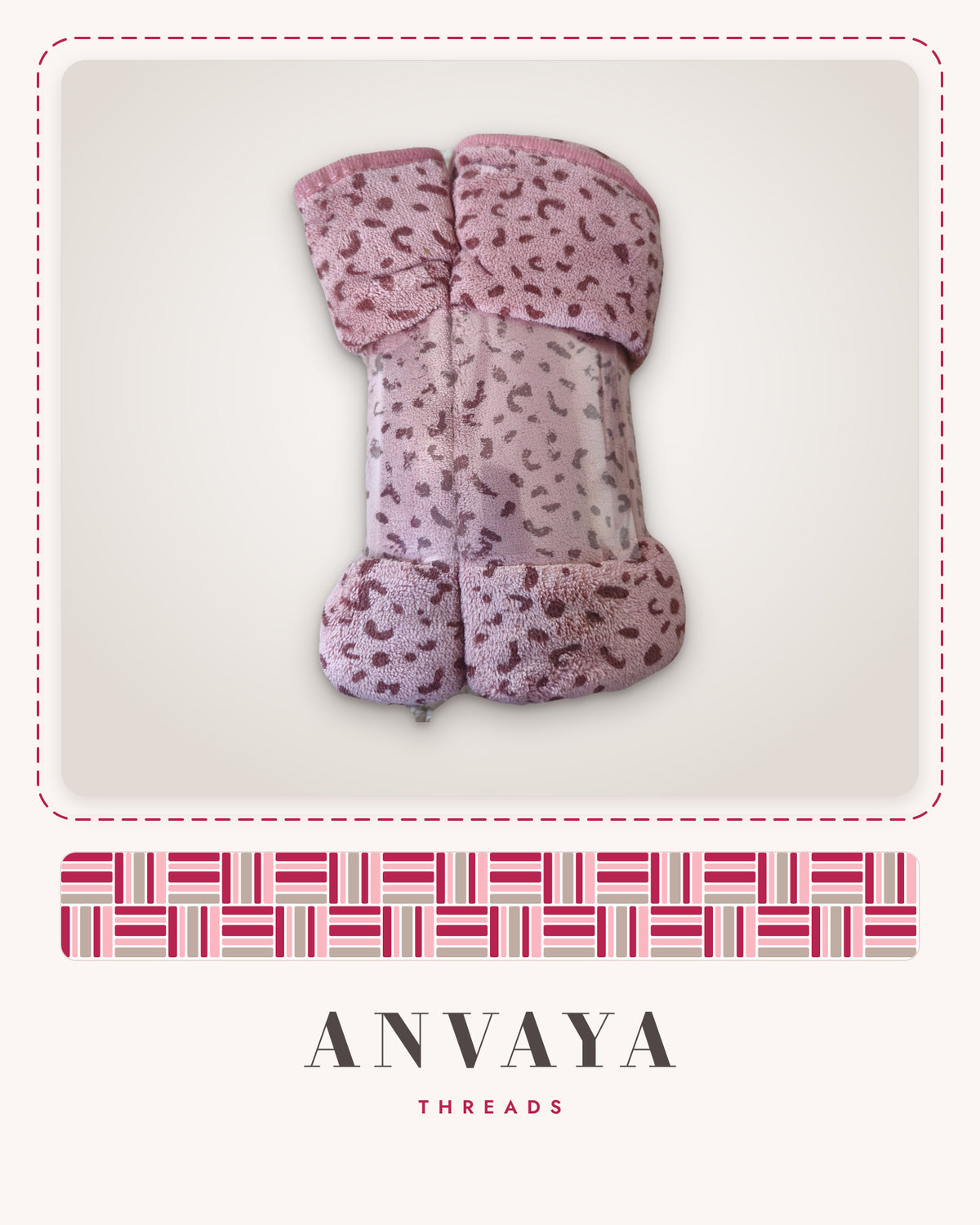 Rose Pink Leopard Unicorn kids' hand towel folded, showing the leopard spots