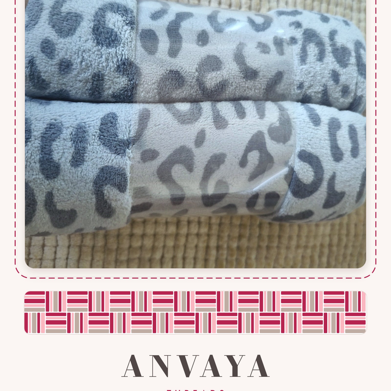 Pearl Grey Leopard Kitty kids' hand towel folded, showing the leopard spots