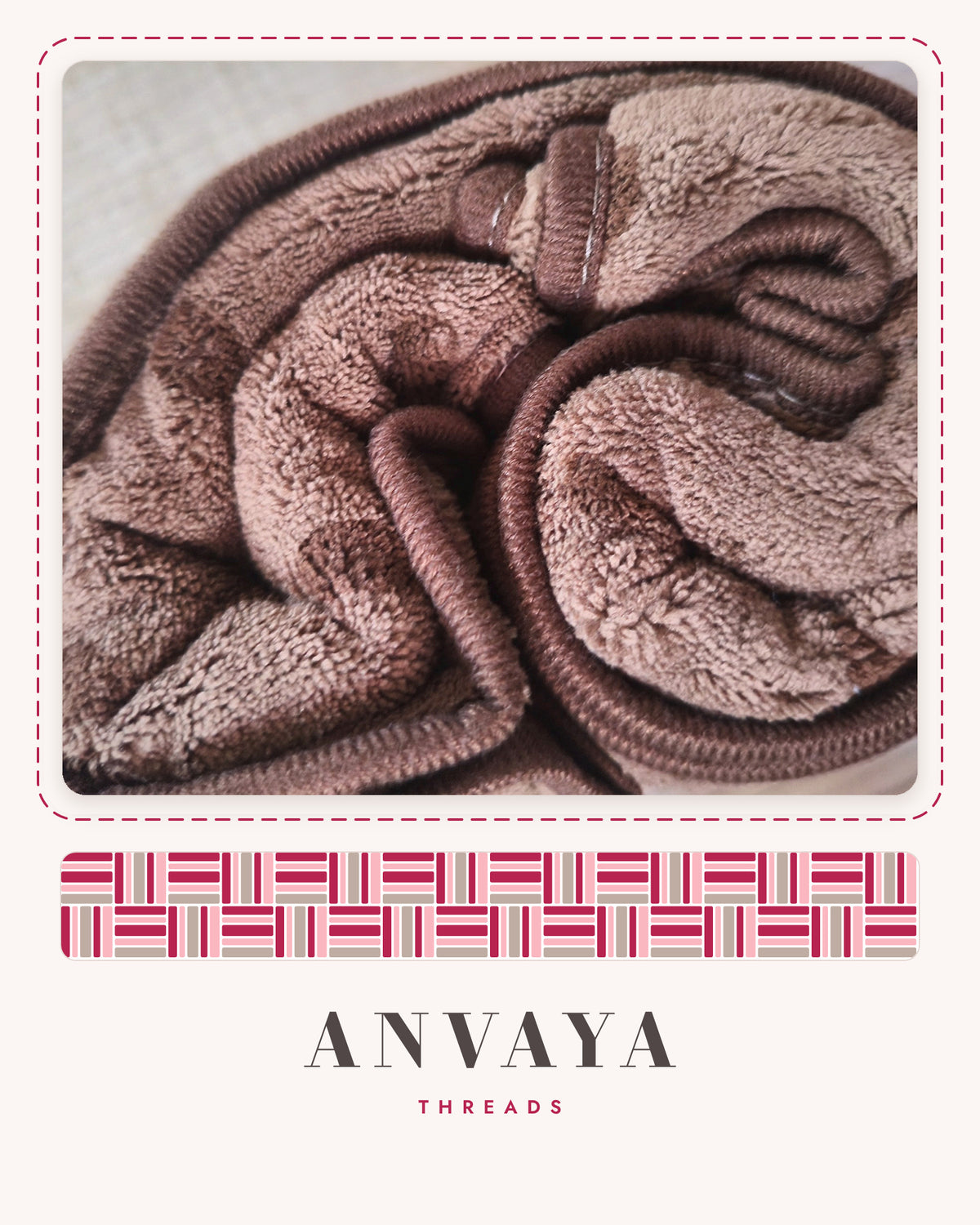 Close-up of the soft, plush mocha brown towel fabric