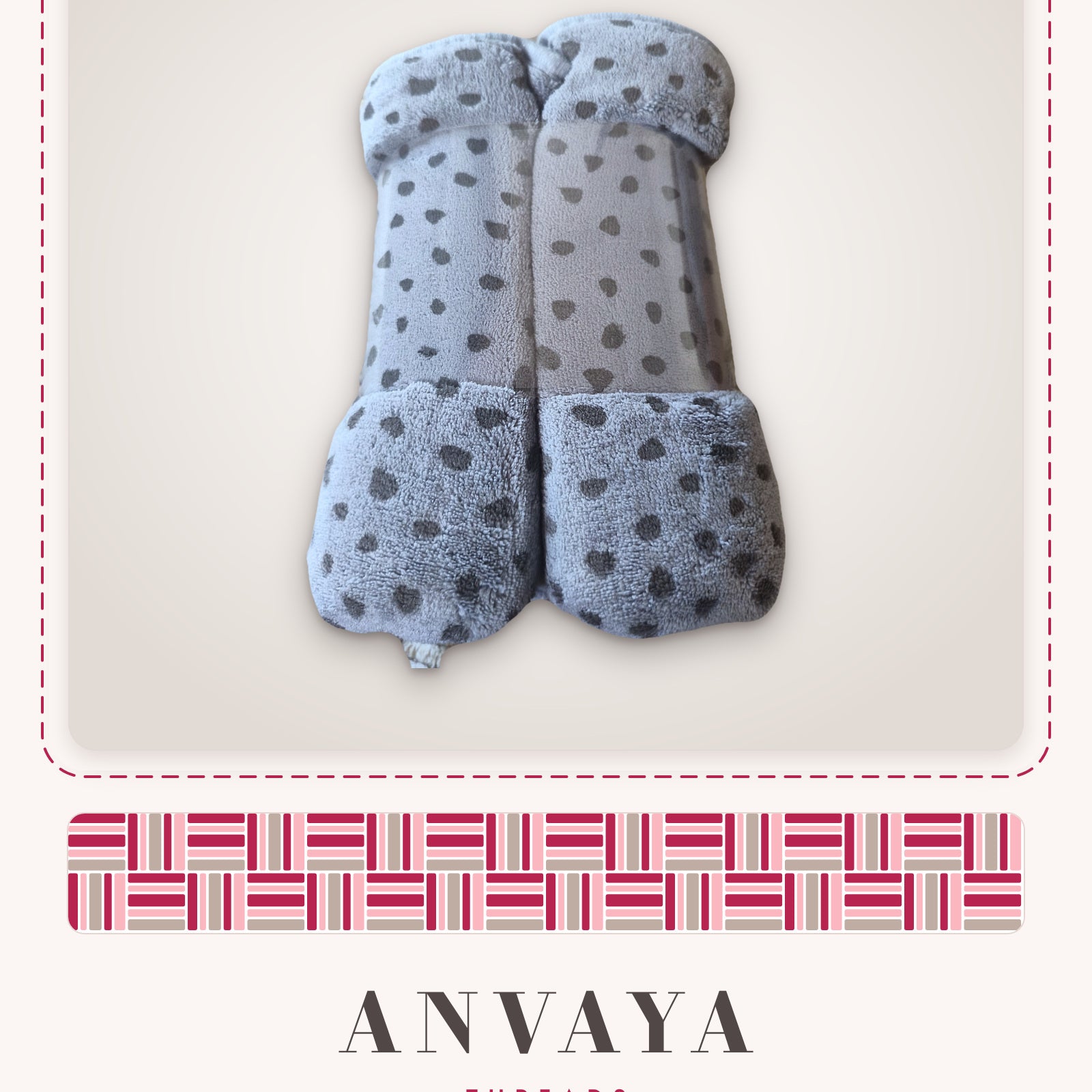 Slate Blue Dot Bunny kids' hand towel folded, showing the dots