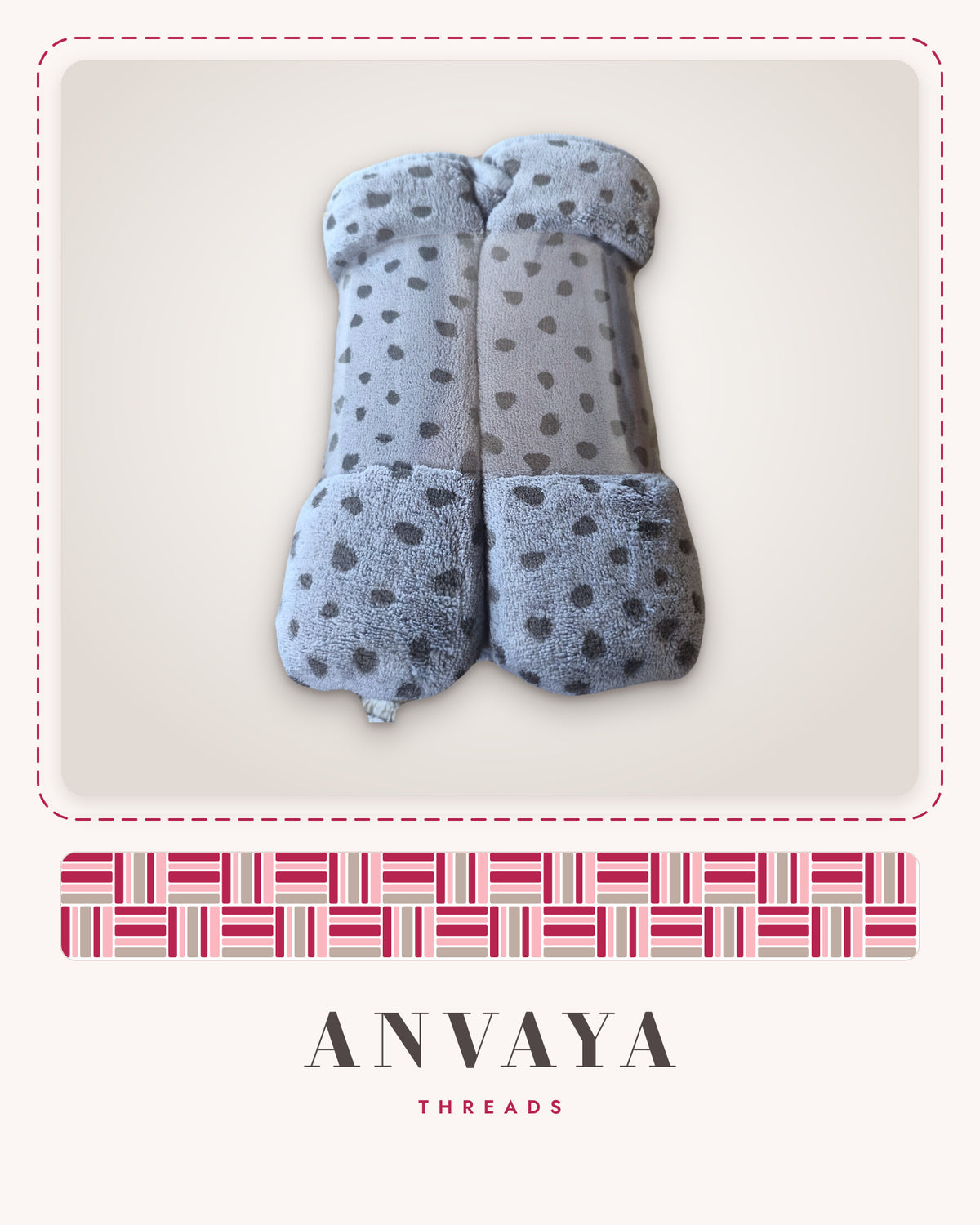Slate Blue Dot Bunny kids' hand towel folded, showing the dots